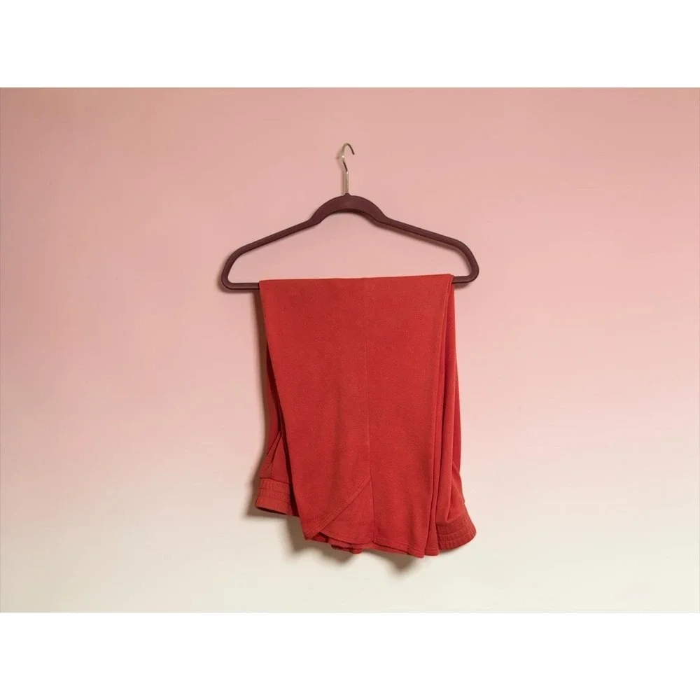 AnyBody Lg Petite Coral Soft Knit Crop Lounge Pants Wide Leg Tulip Hem Pocket